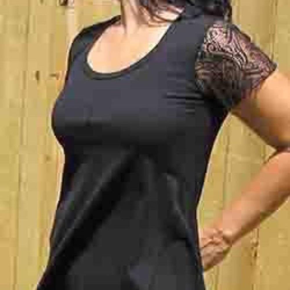 Sacred Threads Basic Black Top with Lace